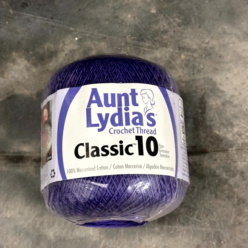 Aunt Lydia's Classic 10 Crochet Thread Violet Purple Size 10 Mercerized Cotton N